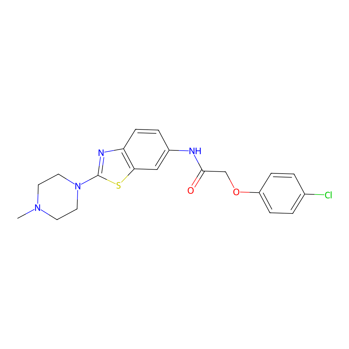 2-(4-chlorophenoxy)-N-(2-(4-methylpiperazin-1-yl)benzo[d]thiazol-6-yl)acetamide molecular structure, CAS 1105252-18-3