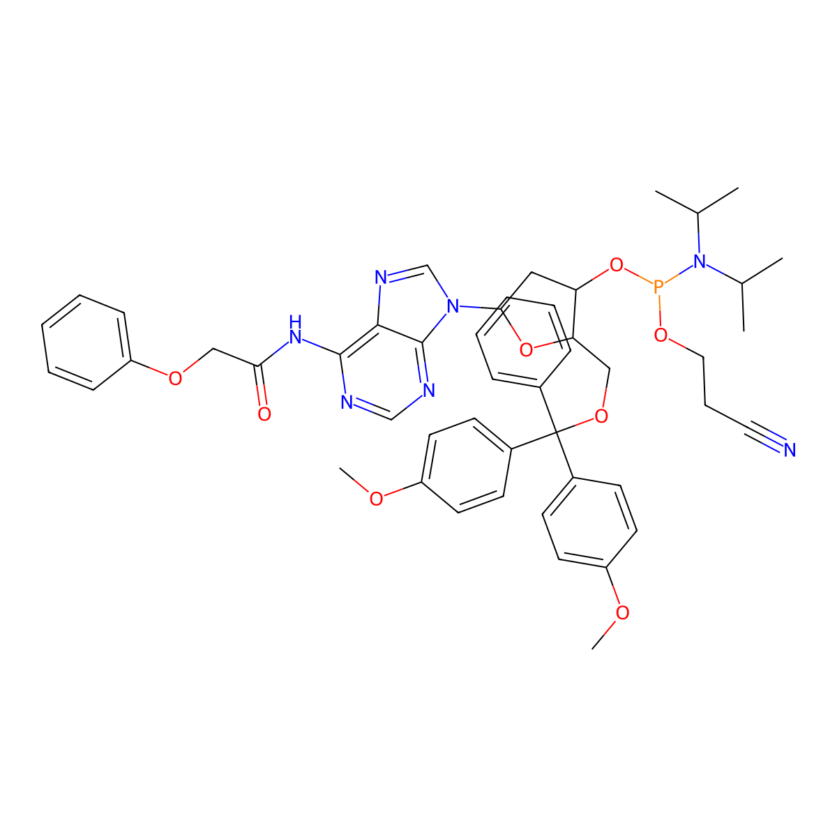 DMT-dA(PAc) Phosphoramidite molecular structure, CAS 110543-74-3