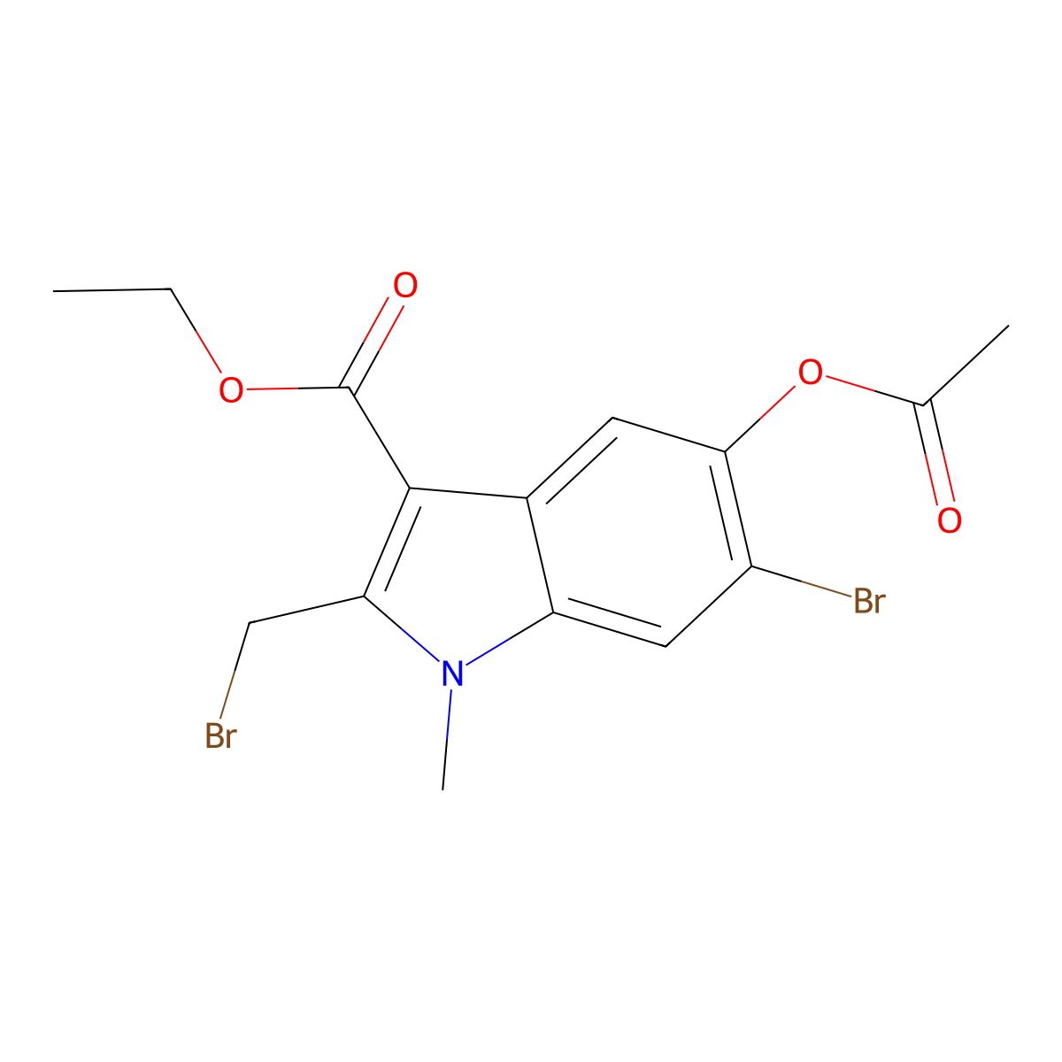 Ethyl 5-acetyloxy-6-bromo-2-(bromomethyl)-1-methylindole-3-carboxylate molecular structure, CAS 110543-98-1