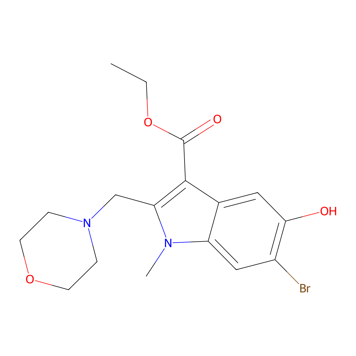 Ethyl 6-bromo-5-hydroxy-1-methyl-2-(morpholin-4-ylmethyl)indole-3-carboxylate molecular structure, CAS 110544-05-3