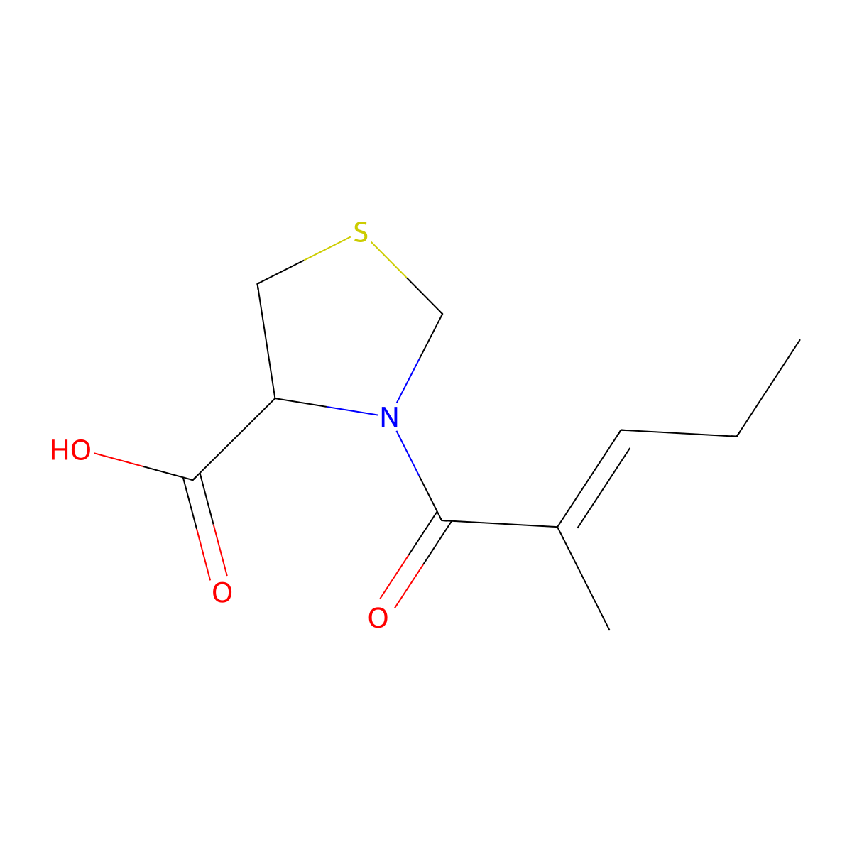 3-(2-Methylpent-2-enoyl)-1,3-thiazolidine-4-carboxylic acid molecular structure, CAS 1105507-65-0