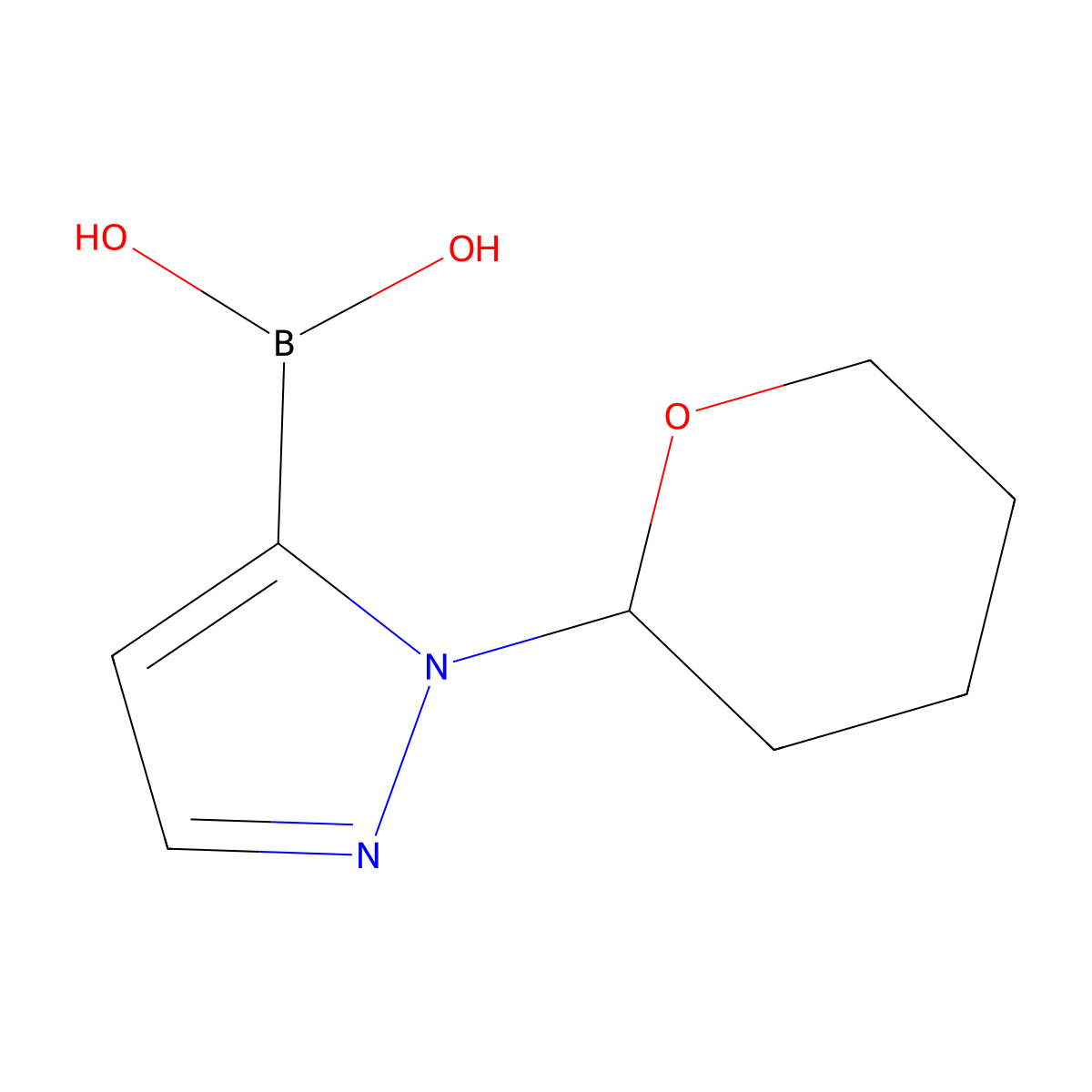 1-(Tetrahydropyran-2-yl)pyrazole-5-boronic acid molecular structure, CAS 1105511-68-9