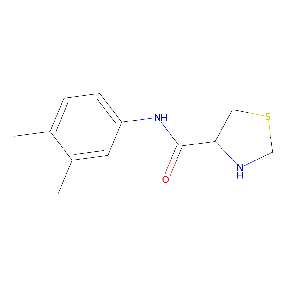 N-(3,4-dimethylphenyl)-1,3-thiazolidine-4-carboxamide molecular structure, CAS 1105512-37-5