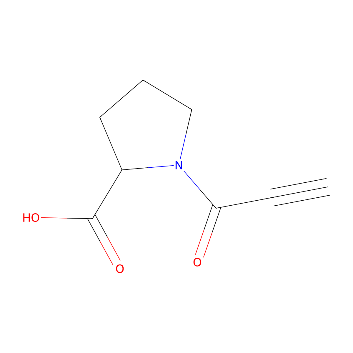 (2S)-1-(prop-2-ynoyl)pyrrolidine-2-carboxylic acid molecular structure, CAS 1105512-39-7