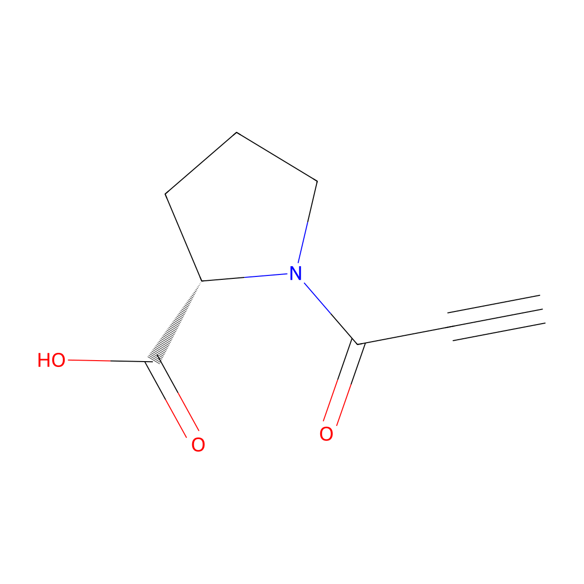 (2S)-1-(prop-2-ynoyl)pyrrolidine-2-carboxylic acid molecular structure, CAS 1105512-39-7