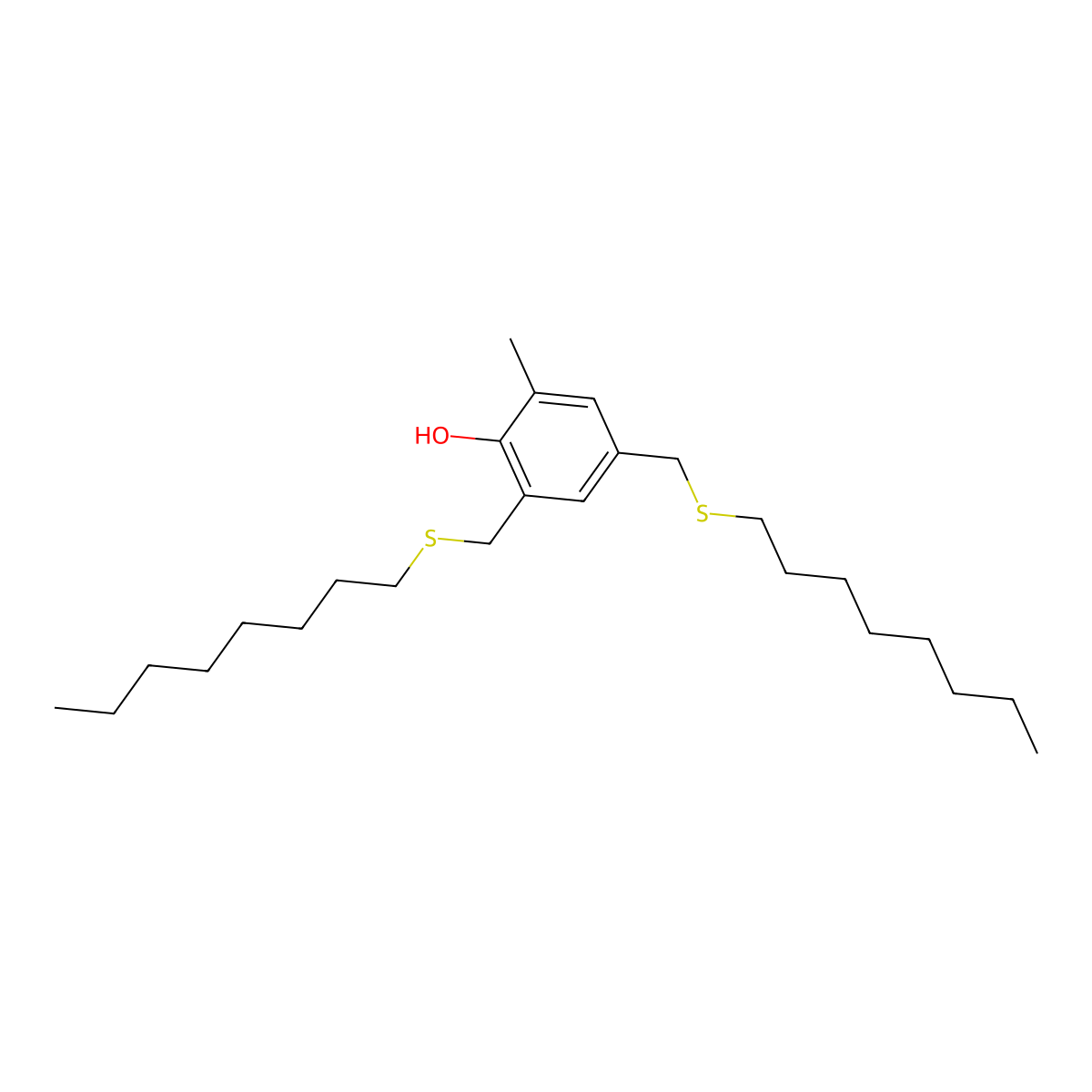 2-Methyl-4,6-bis[(octylthio)methyl]phenol molecular structure, CAS 110553-27-0