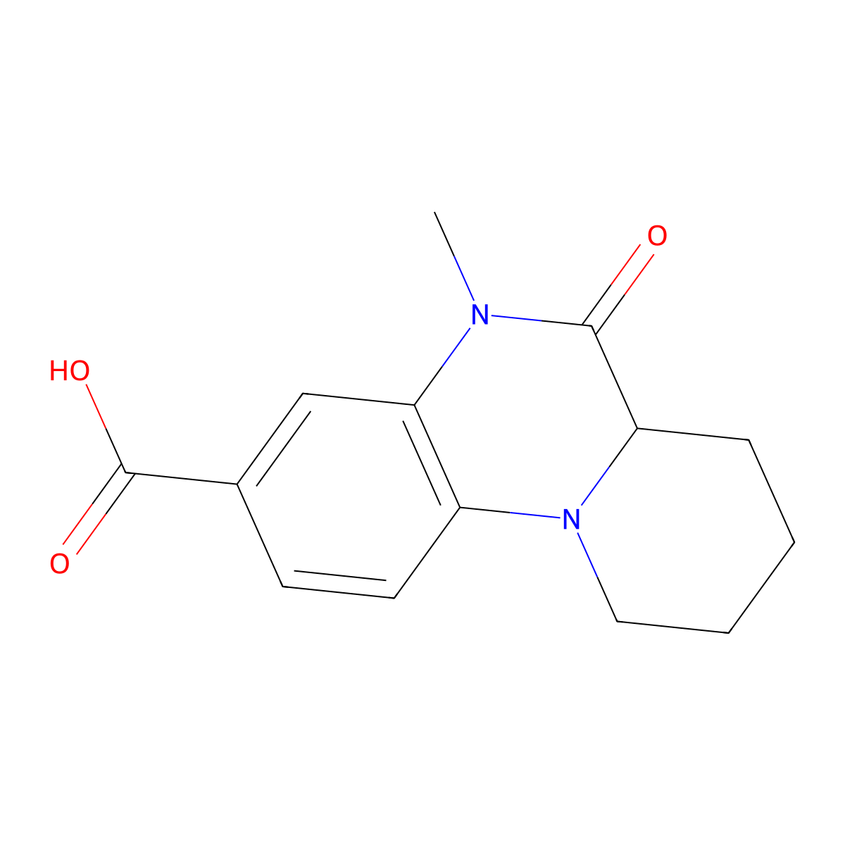 5-methyl-6-oxo-6,6a,7,8,9,10-hexahydro-5H-pyrido[1,2-a]quinoxaline-3-carboxylic acid molecular structure, CAS 1105556-74-8