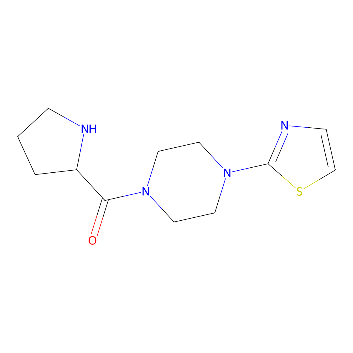 1-(Pyrrolidine-2-carbonyl)-4-(1,3-thiazol-2-yl)piperazine molecular structure, CAS 1105604-40-7