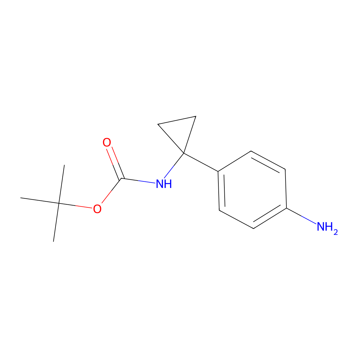 tert-butyl N-(1-(4-aminophenyl)cyclopropyl)carbamate molecular structure, CAS 1105634-93-2