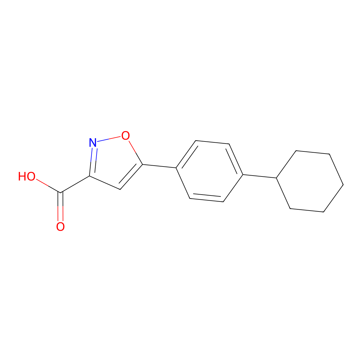 5-(4-Cyclohexylphenyl)-1,2-oxazole-3-carboxylic acid molecular structure, CAS 1105637-19-1