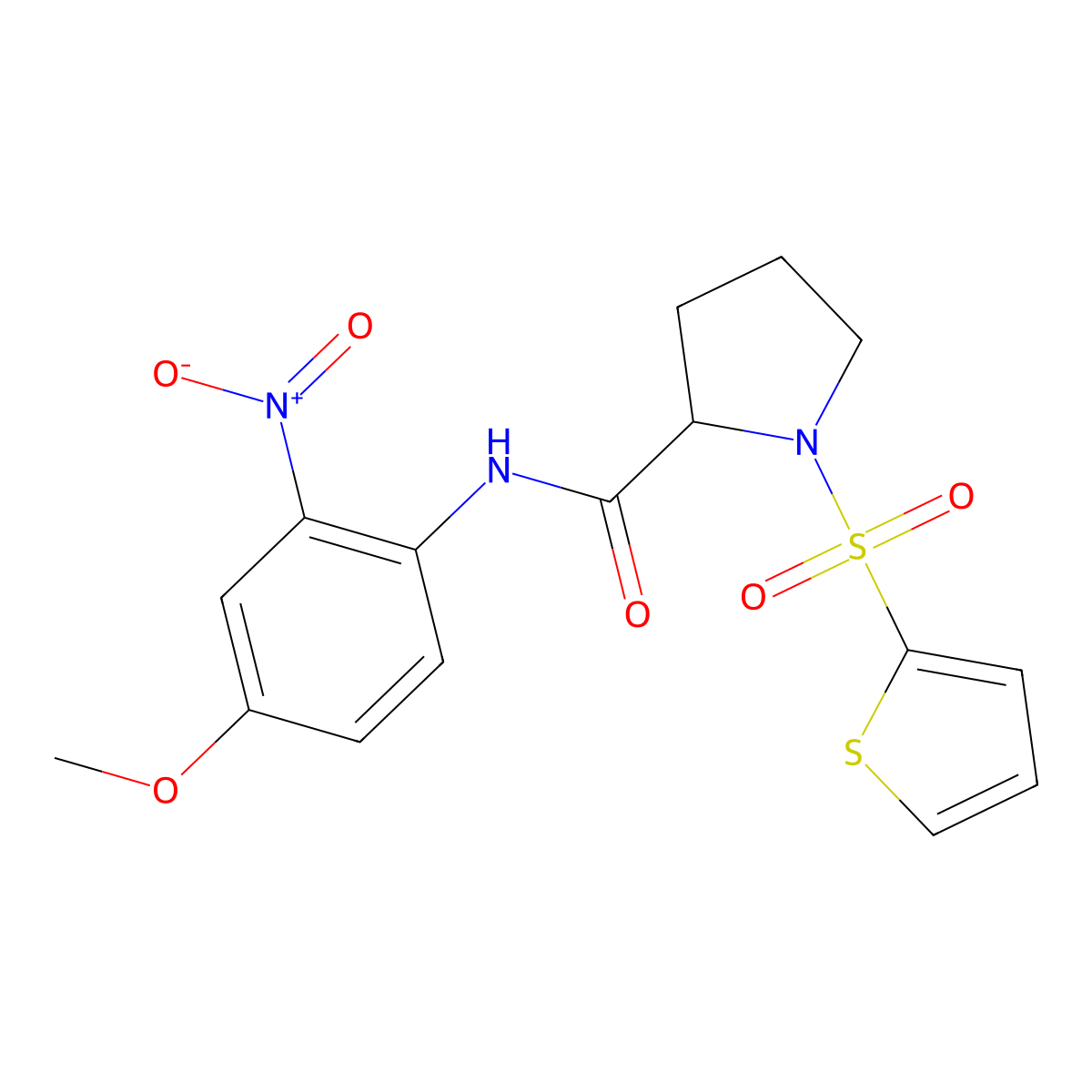 N-(4-methoxy-2-nitrophenyl)-1-(thiophen-2-ylsulfonyl)pyrrolidine-2-carboxamide molecular structure, CAS 1105638-75-2