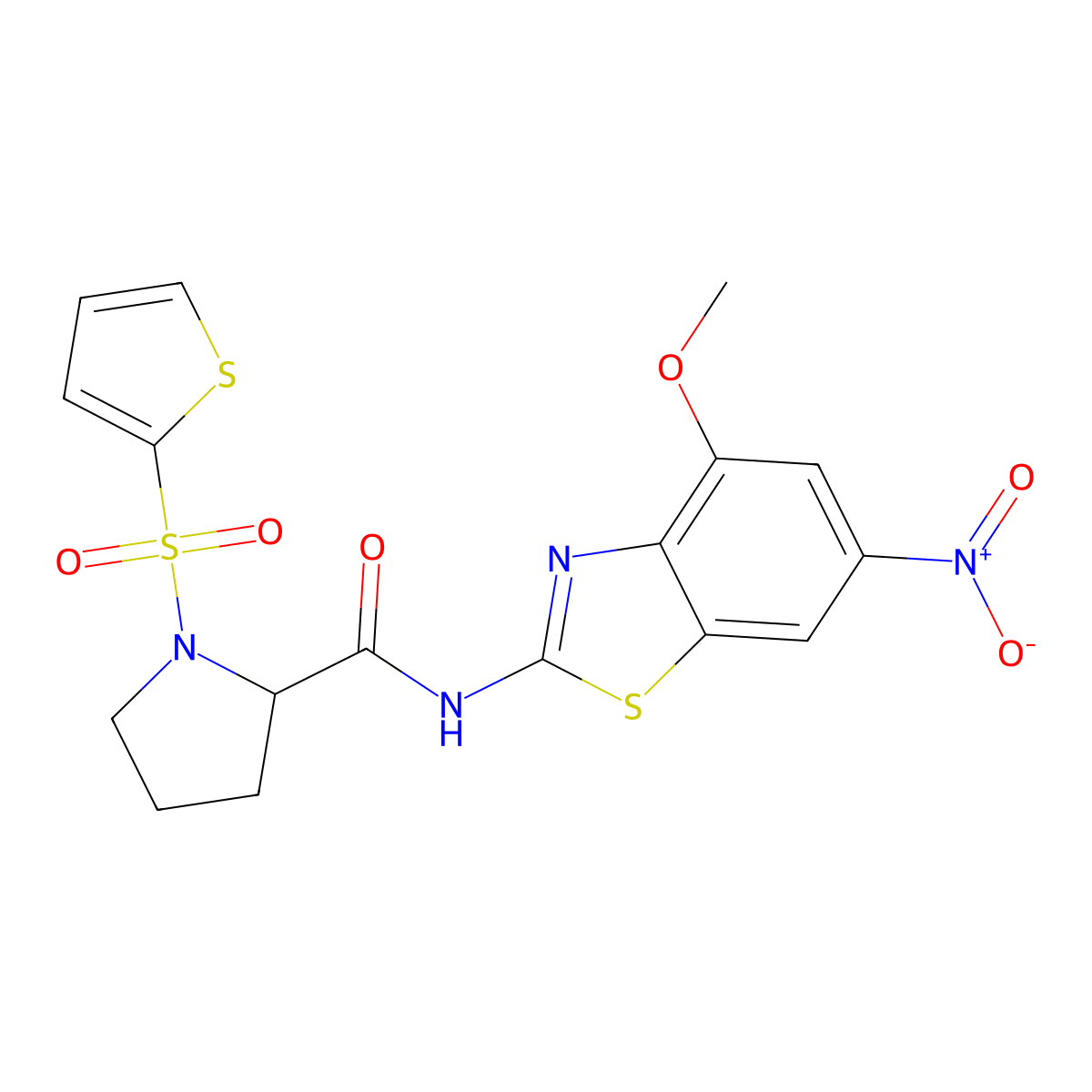 N-(4-methoxy-6-nitrobenzo[d]thiazol-2-yl)-1-(thiophen-2-ylsulfonyl)pyrrolidine-2-carboxamide molecular structure, CAS 1105638-79-6