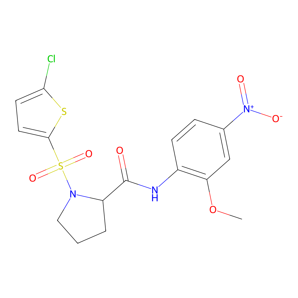 1-((5-chlorothiophen-2-yl)sulfonyl)-N-(2-methoxy-4-nitrophenyl)pyrrolidine-2-carboxamide molecular structure, CAS 1105638-84-3