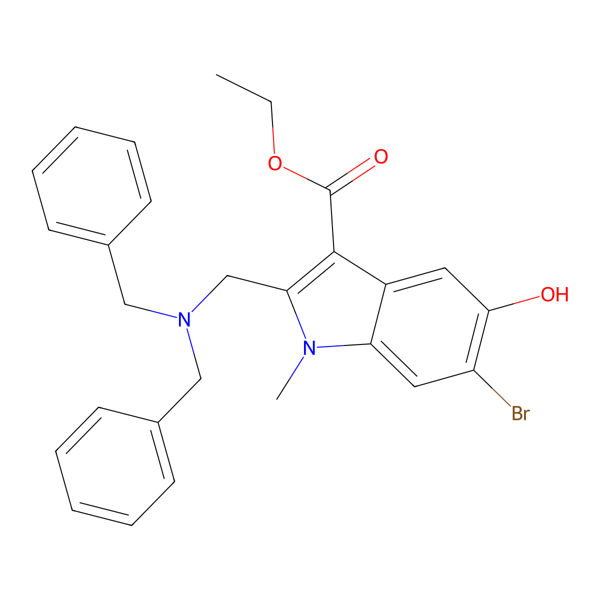 Ethyl 6-bromo-2-[(dibenzylamino)methyl]-5-hydroxy-1-methylindole-3-carboxylate molecular structure, CAS 110566-61-5