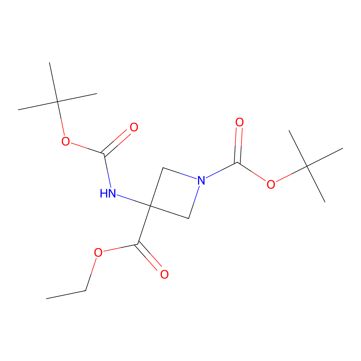 Ethyl 1-boc-3-(boc-amino)azetidine-3-carboxylate molecular structure, CAS 1105662-59-6