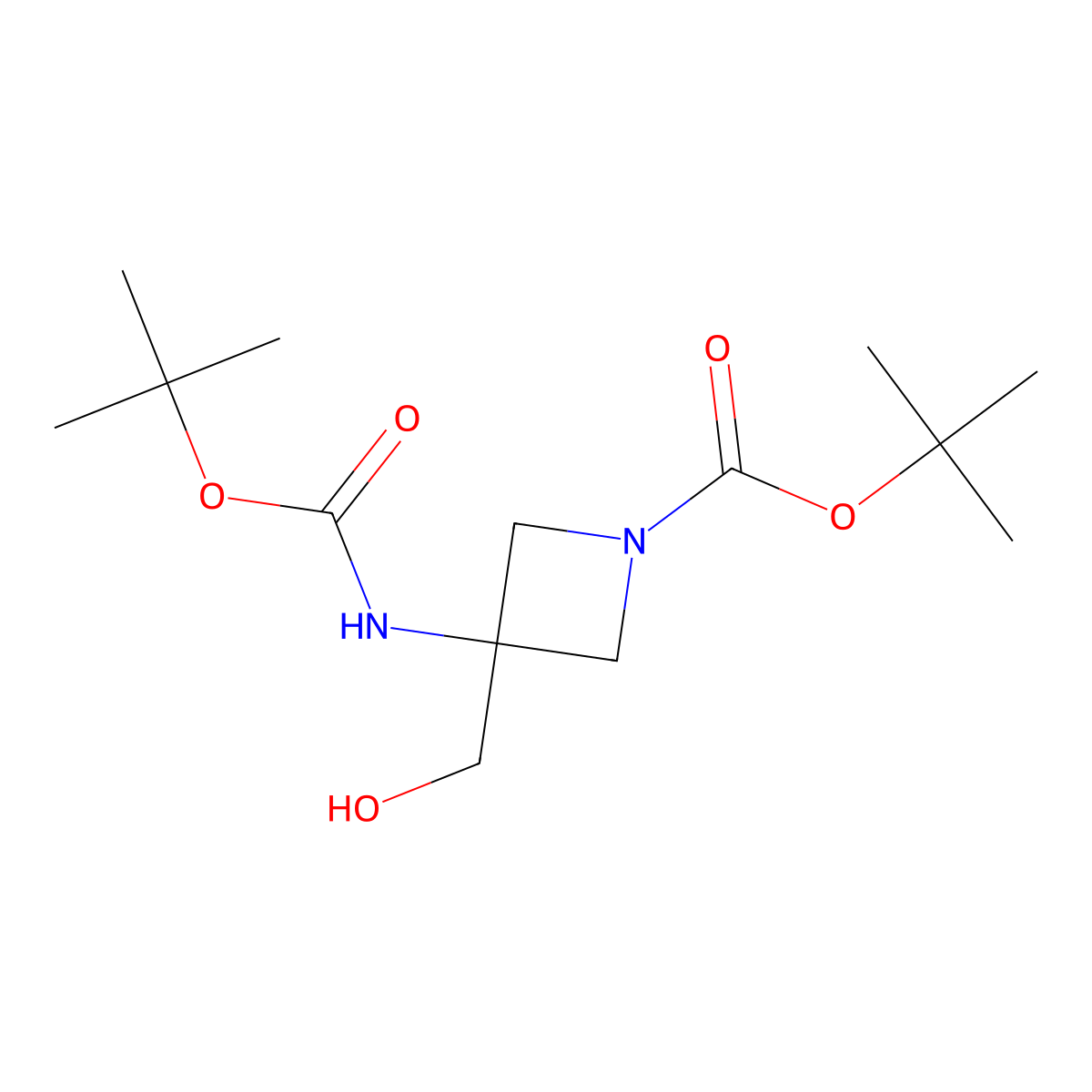 1-Boc-3-(boc-amino)azetidine-3-methanol molecular structure, CAS 1105662-61-0