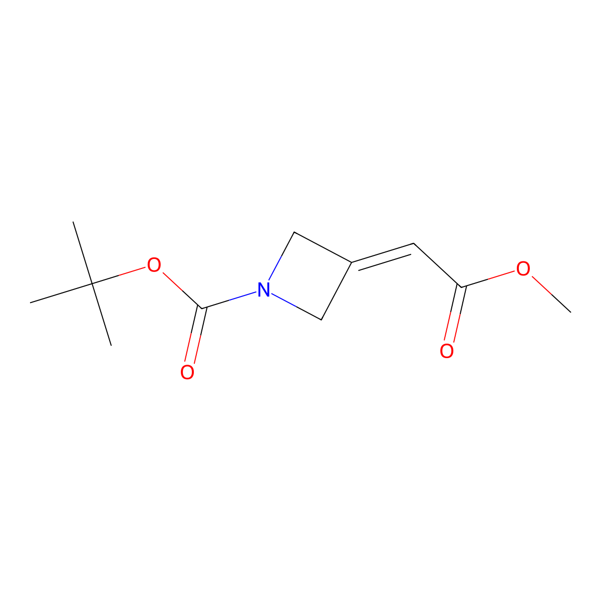 tert-Butyl 3-(2-methoxy-2-oxoethylidene)azetidine-1-carboxylate molecular structure, CAS 1105662-87-0