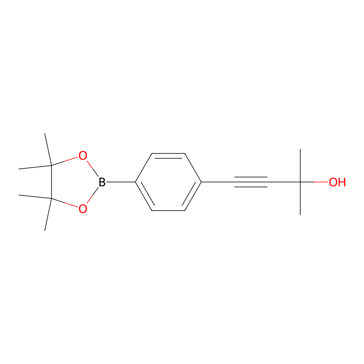 2-Methyl-4-[4-(4,4,5,5-tetramethyl-1,3,2-dioxaborolan-2-yl)phenyl]-3-butyn-2-ol molecular structure, CAS 1105663-20-4