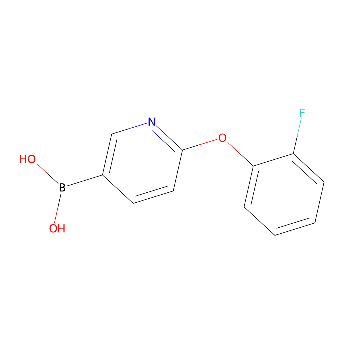 (6-(2-Fluorophenoxy)pyridin-3-yl)boronic acid molecular structure, CAS 1105663-76-0