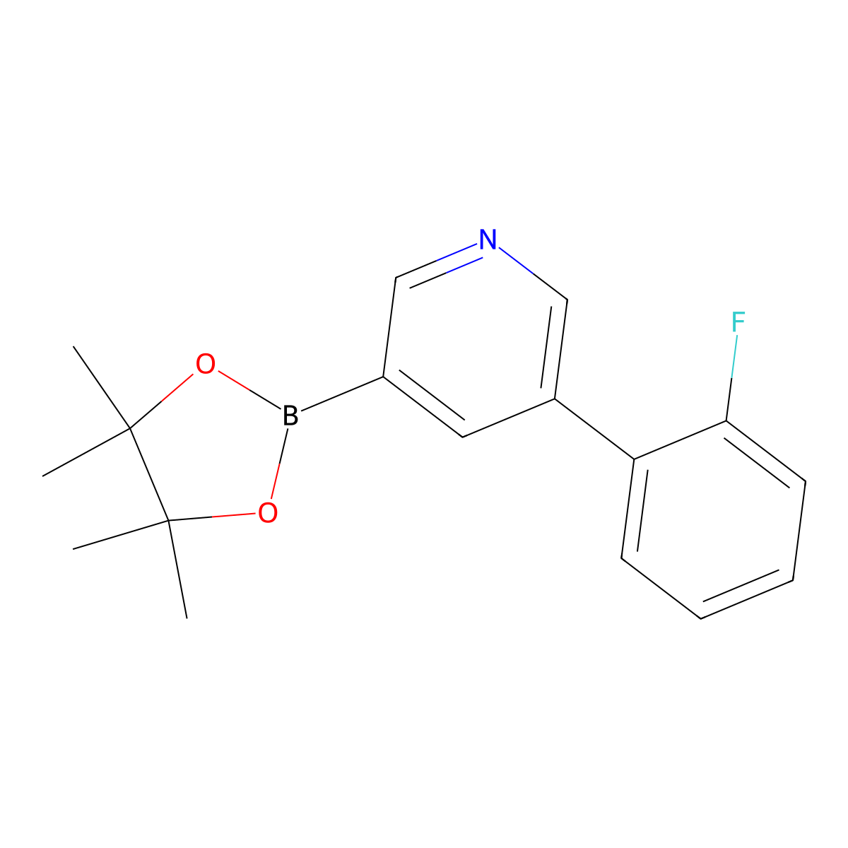 3-(2-Fluorophenyl)-5-(4,4,5,5-tetramethyl-1,3,2-dioxaborolan-2-yl)pyridine molecular structure, CAS 1105663-86-2