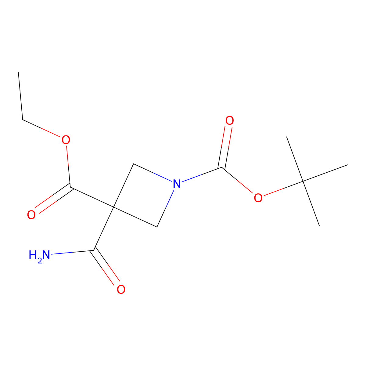1-Tert-butyl 3-ethyl 3-carbamoylazetidine-1,3-dicarboxylate molecular structure, CAS 1105663-94-2