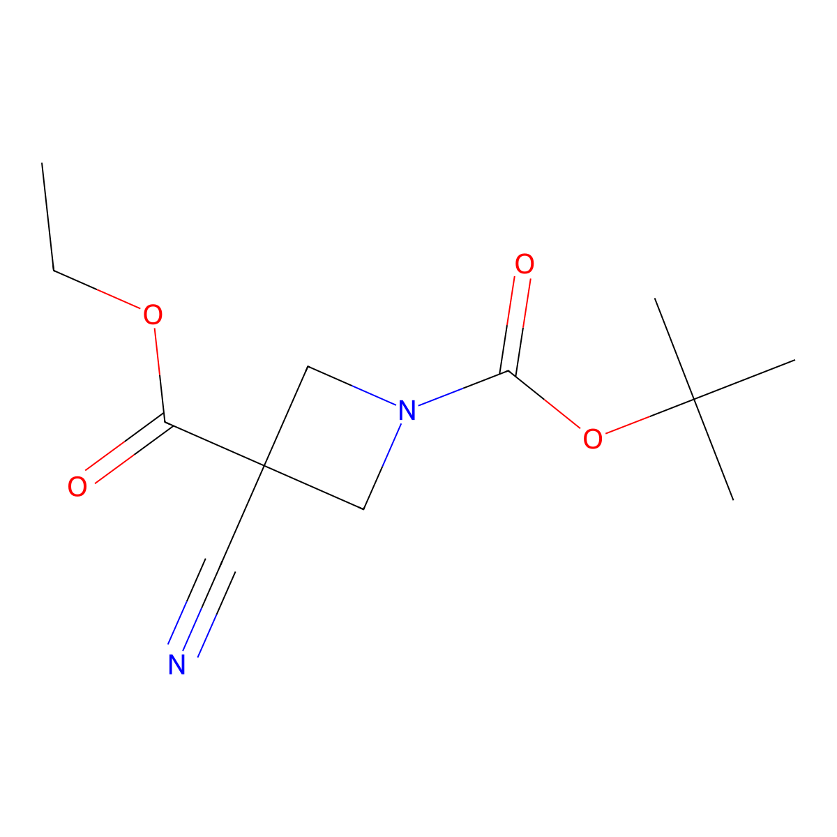 1-tert-Butyl 3-ethyl 3-cyanoazetidine-1,3-dicarboxylate molecular structure, CAS 1105663-96-4