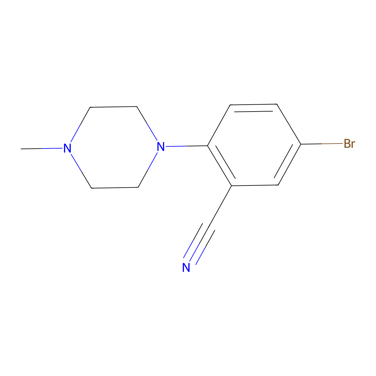 5-Bromo-2-(4-methyl-piperazin-1-yl)-benzonitrile molecular structure, CAS 1105665-04-0