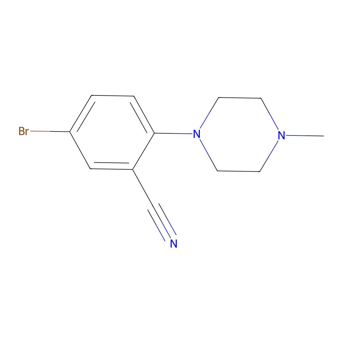 5-Bromo-2-(4-methyl-piperazin-1-yl)-benzonitrile molecular structure, CAS 1105665-04-0