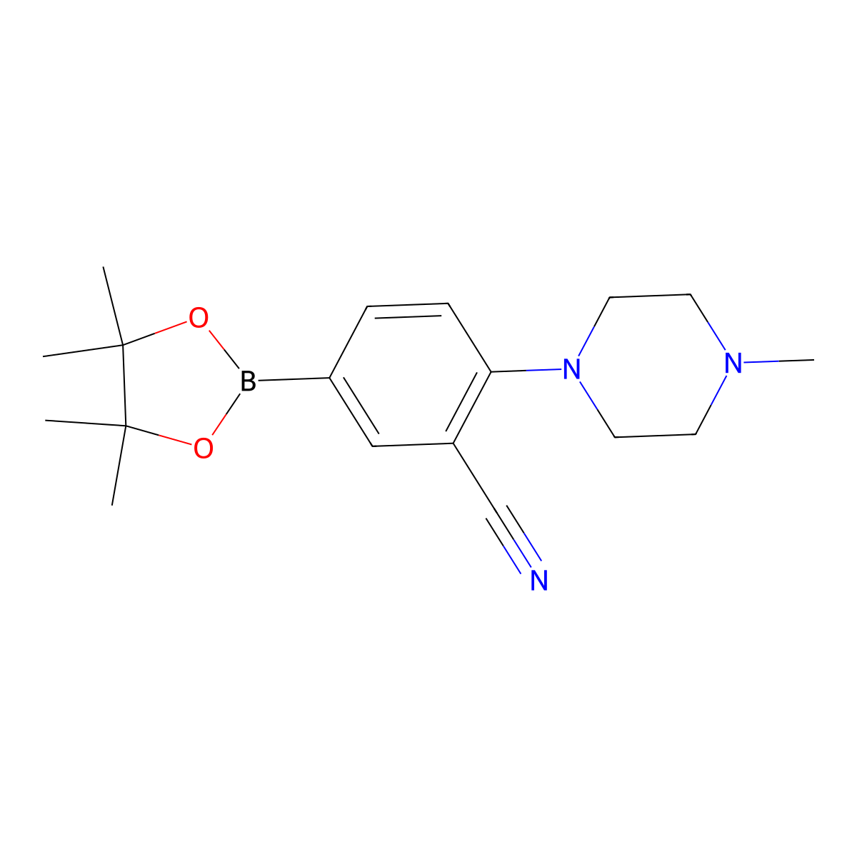 2-(4-Methylpiperazin-1-yl)-5-(4,4,5,5-tetramethyl-1,3,2-dioxaborolan-2-yl)benzonitrile molecular structure, CAS 1105665-06-2