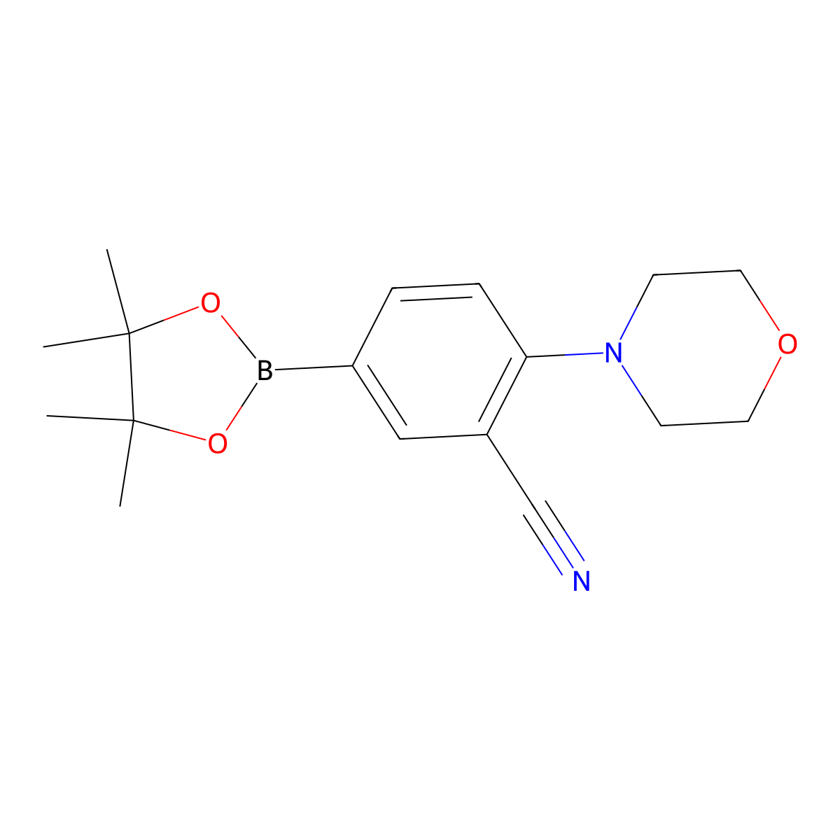 2-Morpholino-5-(4,4,5,5-tetramethyl-1,3,2-dioxaborolan-2-yl)benzonitrile molecular structure, CAS 1105665-10-8