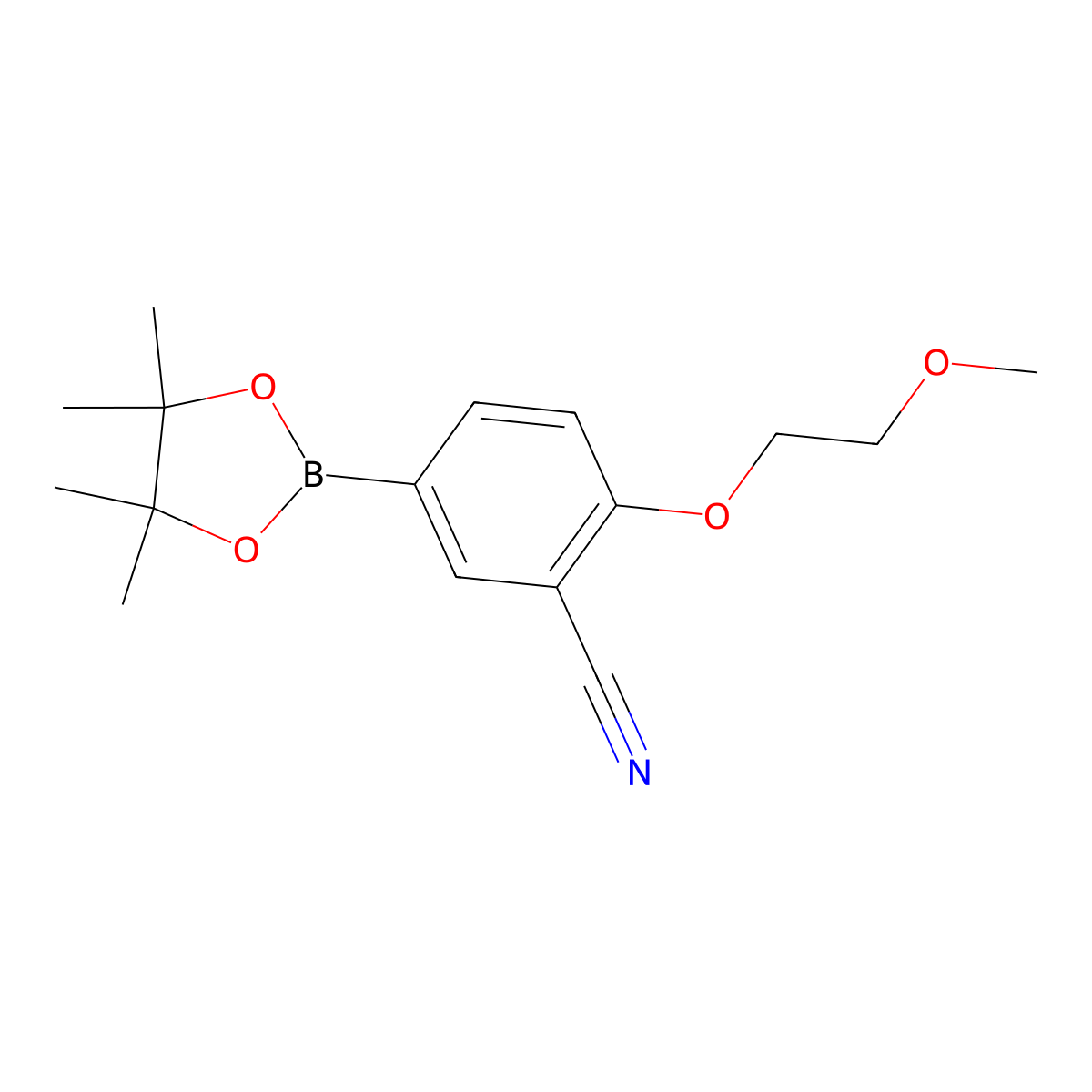 2-(2-Methoxy-ethoxy)-5-(4,4,5,5-tetramethyl-[1,3,2]dioxaborolan-2-yl)-benzonitrile molecular structure, CAS 1105665-13-1