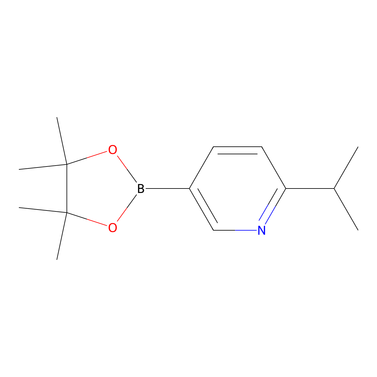 2-Propan-2-yl-5-(4,4,5,5-tetramethyl-1,3,2-dioxaborolan-2-yl)pyridine molecular structure, CAS 1105665-37-9