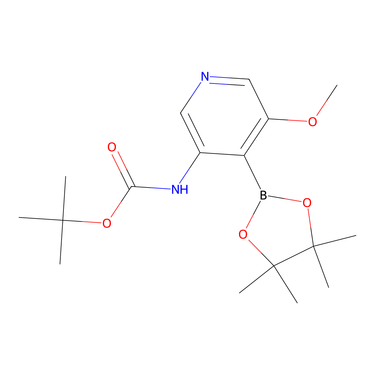 tert-Butyl 5-methoxy-4-(4,4,5,5-tetramethyl-1,3,2-dioxaborolan-2-yl)pyridin-3-ylcarbamate molecular structure, CAS 1105675-61-3