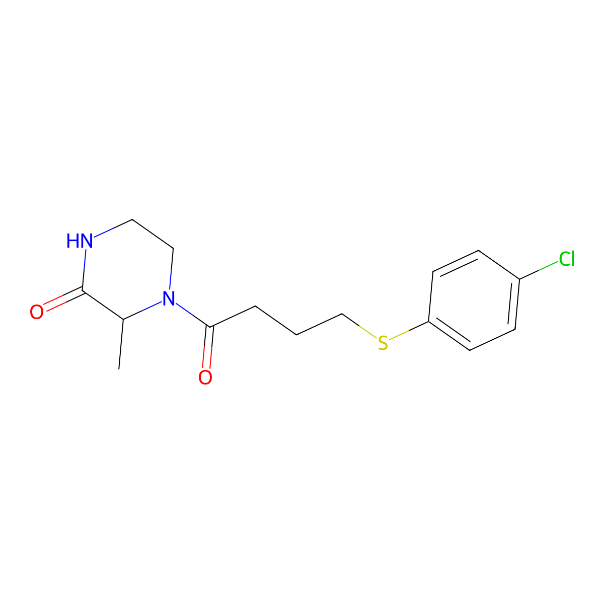 4-(4-((4-Chlorophenyl)thio)butanoyl)-3-methylpiperazin-2-one molecular structure, CAS 1105682-52-7