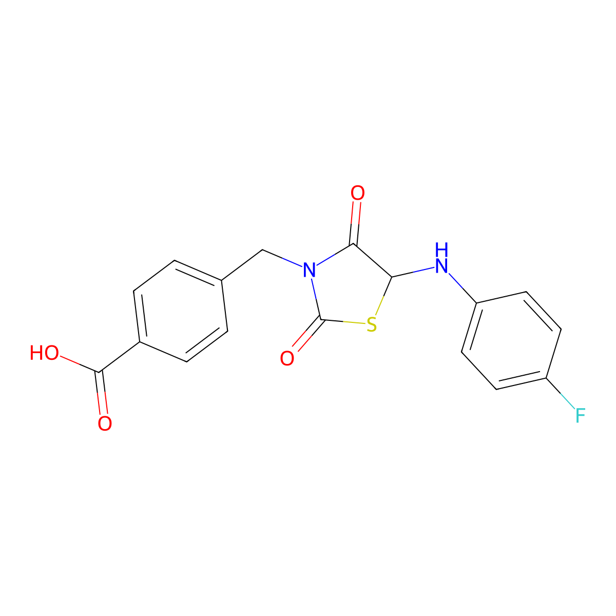 4-((5-((4-Fluorophenyl)amino)-2,4-dioxothiazolidin-3-yl)methyl)benzoic acid molecular structure, CAS 1105688-08-1