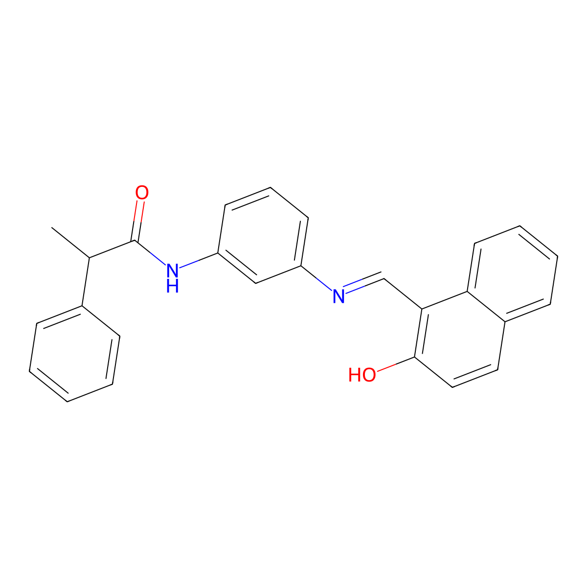 N-(3-((2-hydroxynaphthalen-1-ylmethylene)amino)phenyl)-2-phenylpropionamide molecular structure, CAS 1105698-15-4