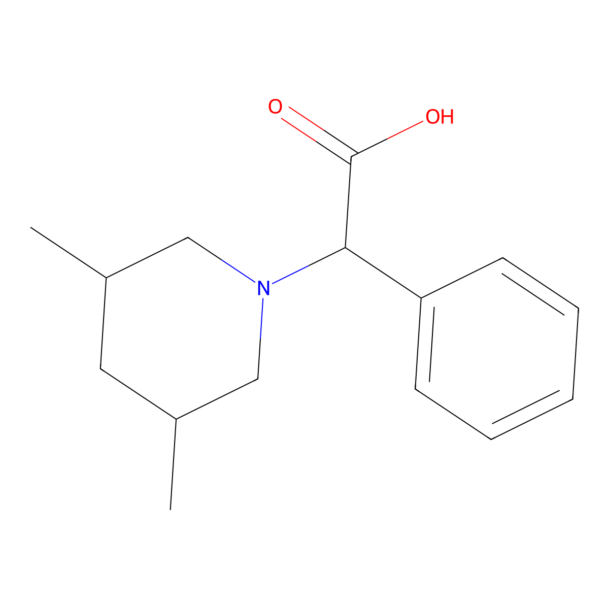 2-(3,5-Dimethylpiperidin-1-YL)-2-phenylacetic acid molecular structure, CAS 1105699-34-0