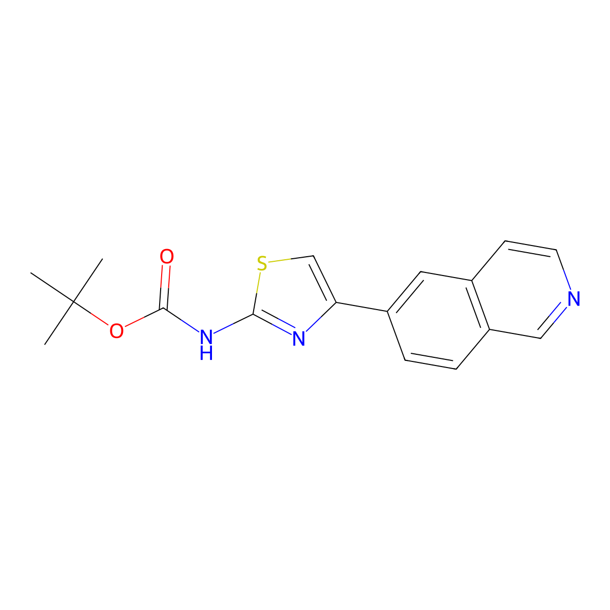 Tert-butyl 4-(isoquinolin-6-yl)thiazol-2-ylcarbamate molecular structure, CAS 1105710-89-1