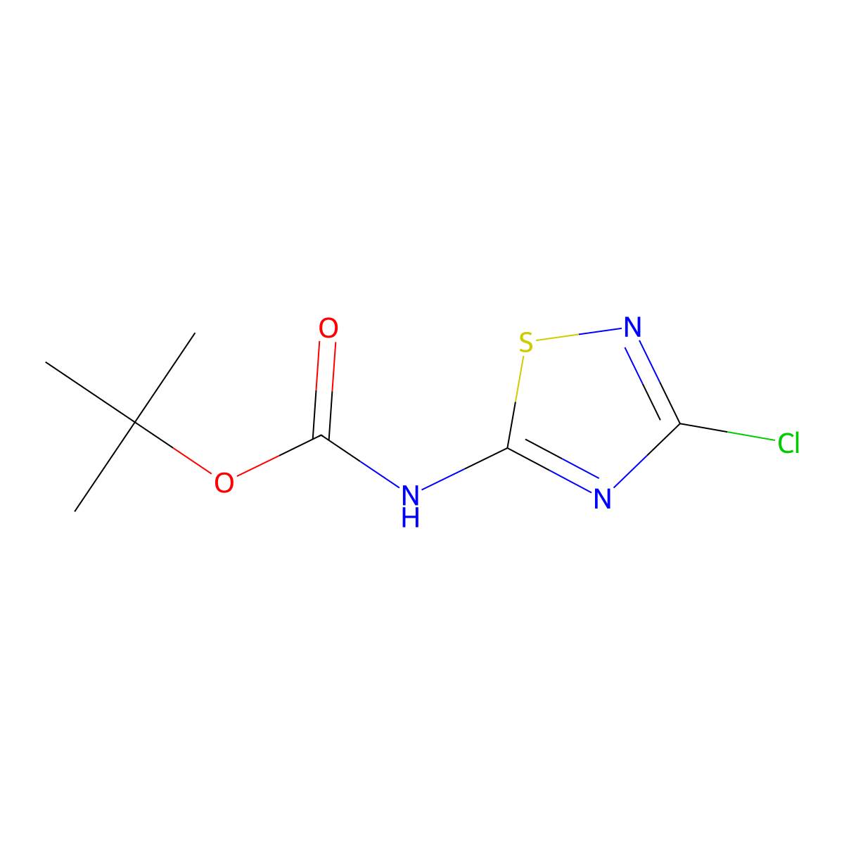 tert-butyl N-(3-chloro-1,2,4-thiadiazol-5-yl)carbamate molecular structure, CAS 1105712-14-8