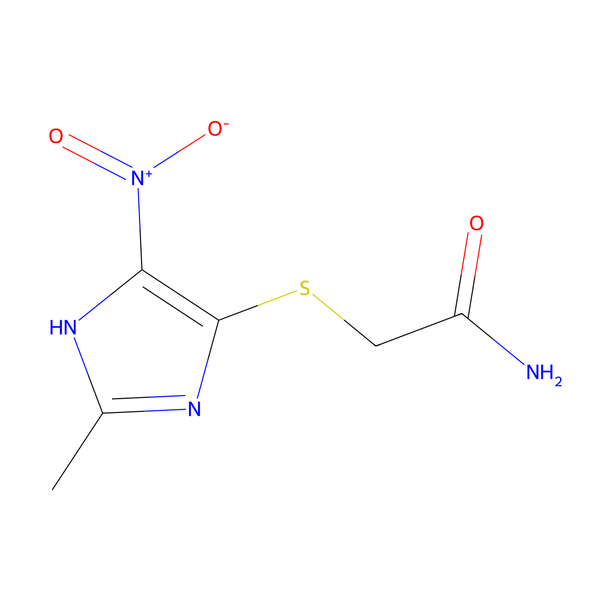 Acetamide, 2-[(2-methyl-4-nitro-1H-imidazol-5-yl)thio]- molecular structure, CAS 110578-98-8