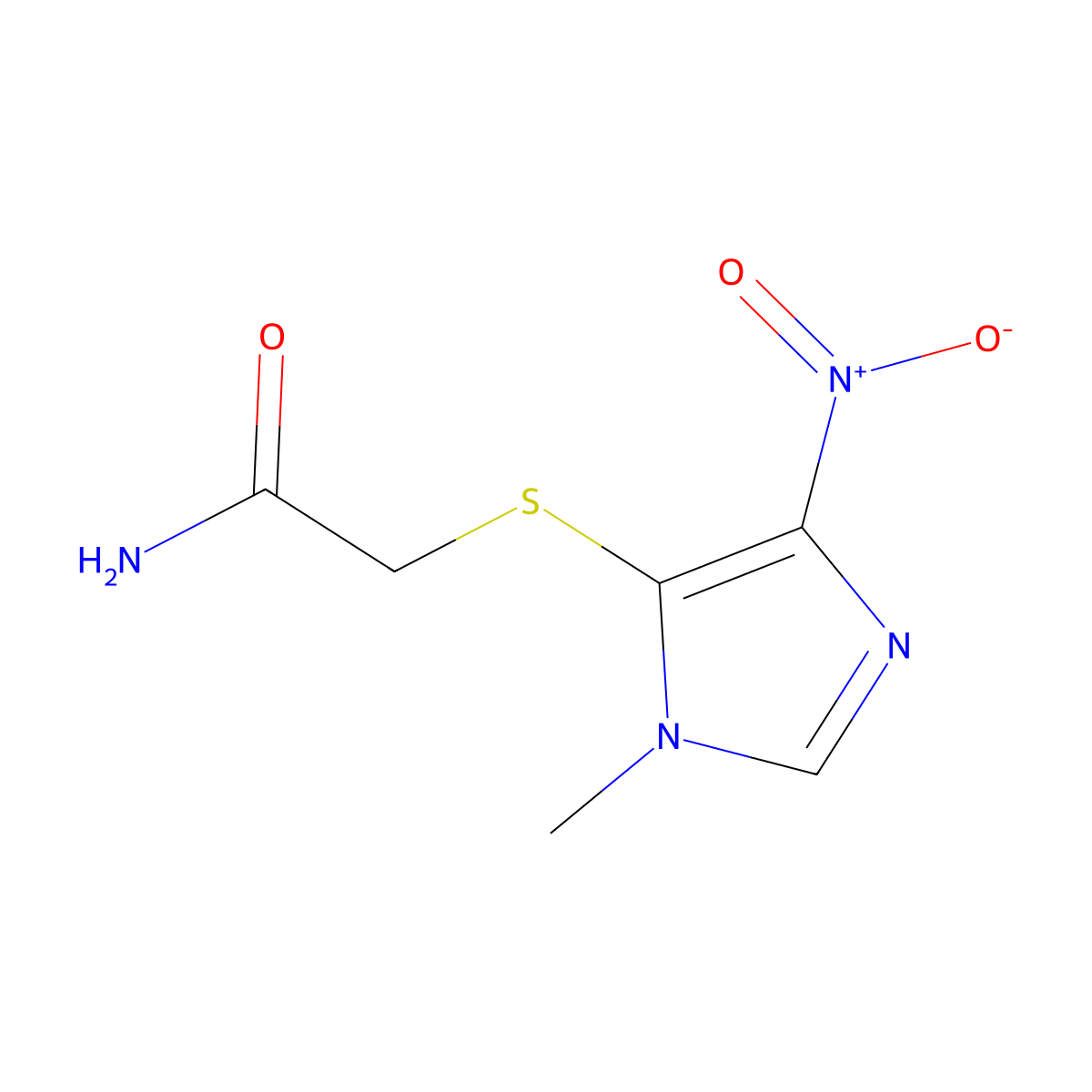 Acetamide, 2-((1-methyl-4-nitro-1H-imidazol-5-yl)thio)- molecular structure, CAS 110578-99-9