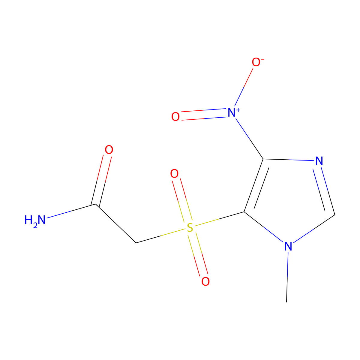 Acetamide, 2-((1-methyl-4-nitro-1H-imidazol-5-yl)sulfonyl)- molecular structure, CAS 110579-17-4