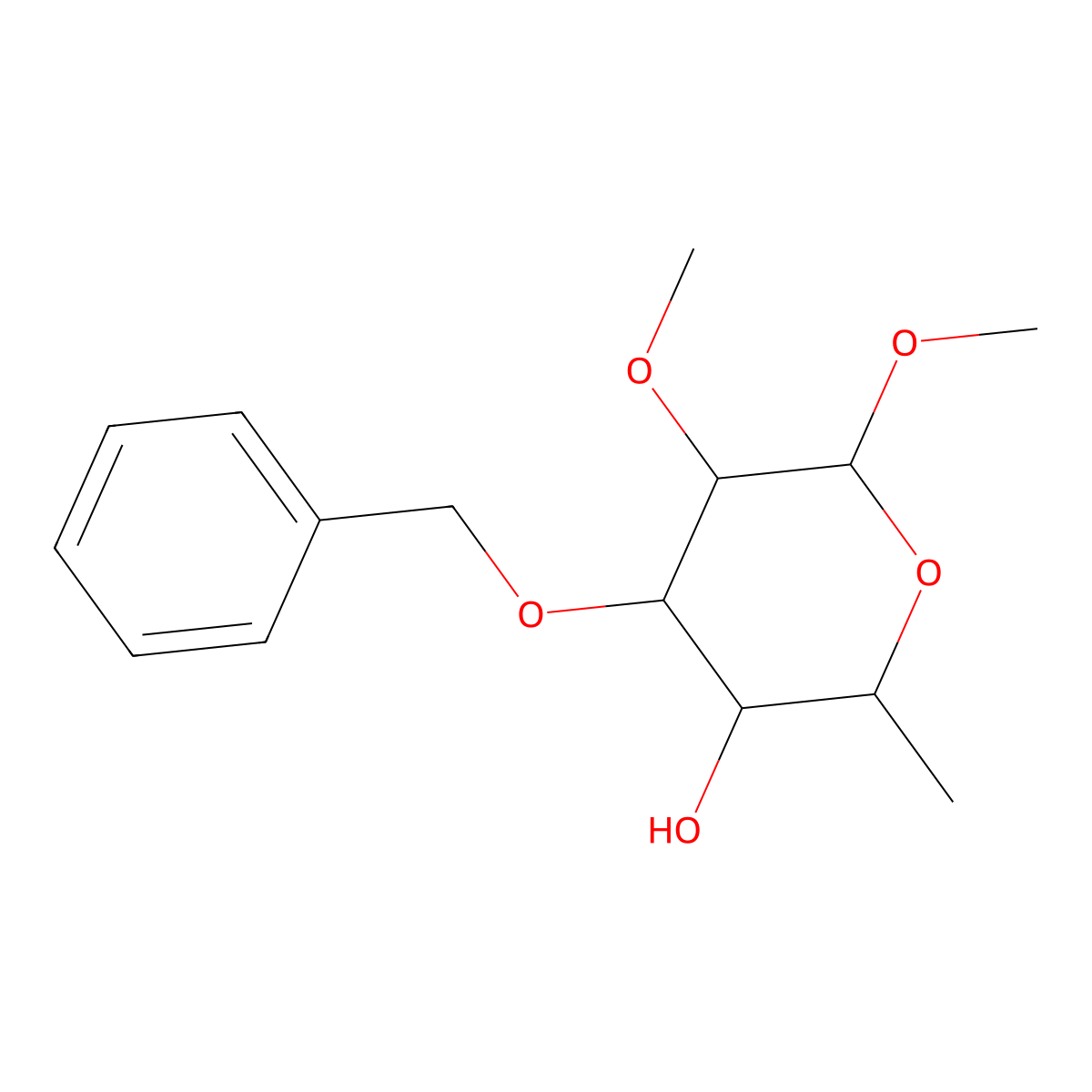 Methyl 6-Deoxy-2-O-methyl-3-O-benzyl-alpha-D-galactopyranoside molecular structure, CAS 110594-91-7