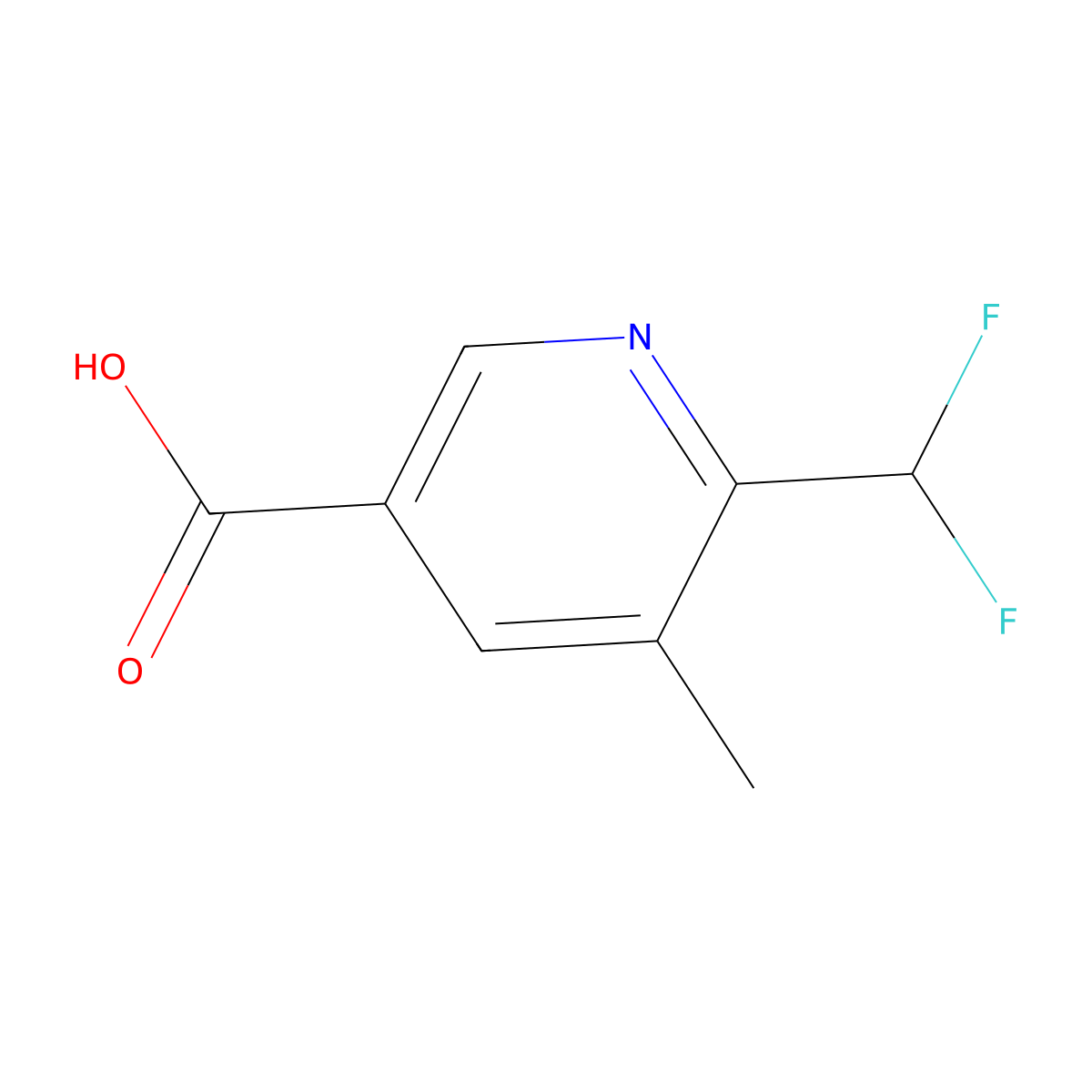 2-(Difluoromethyl)-3-methylpyridine-5-carboxylic acid molecular structure, CAS 1105976-40-6