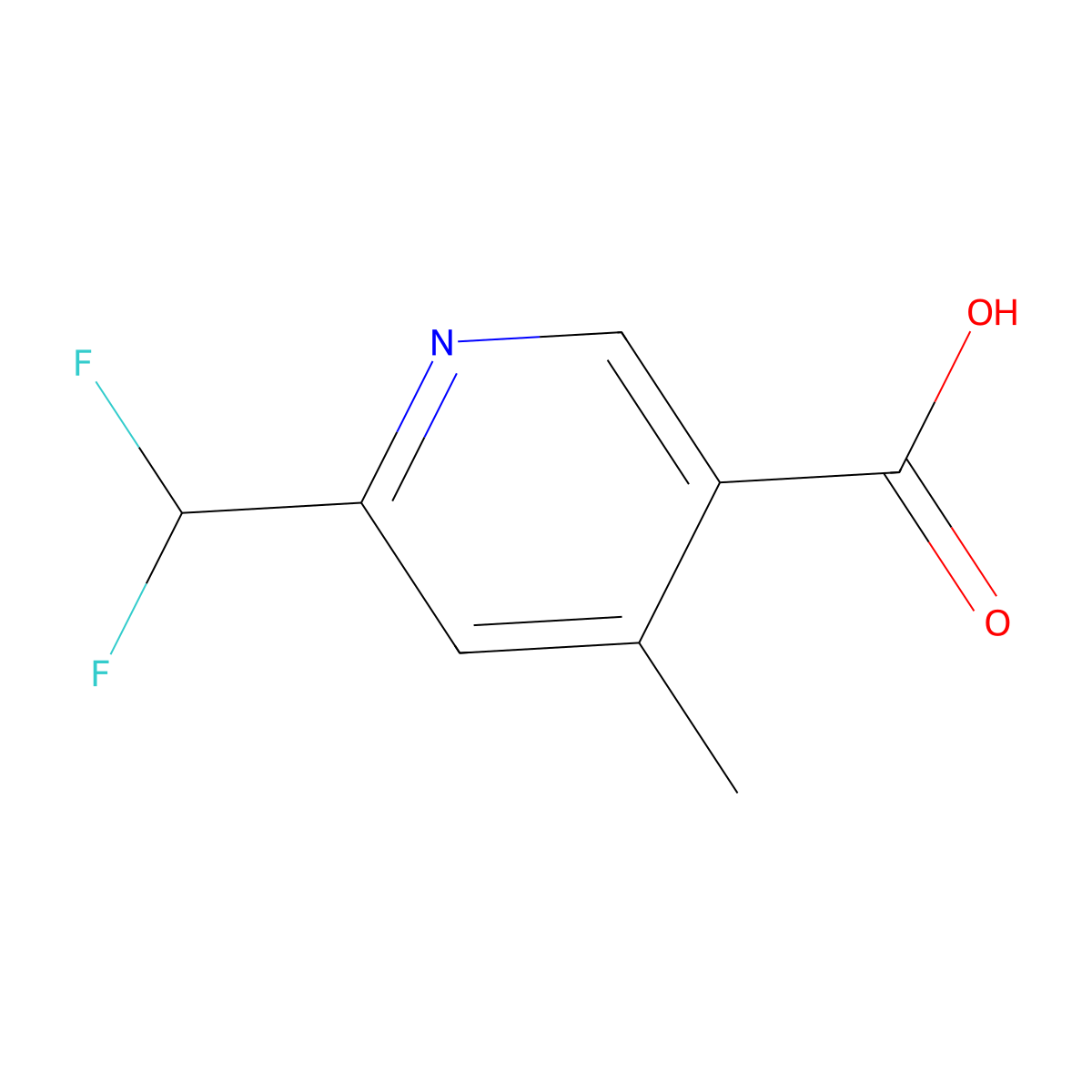 6-(Difluoromethyl)-4-methylpyridine-3-carboxylic acid molecular structure, CAS 1105995-37-6