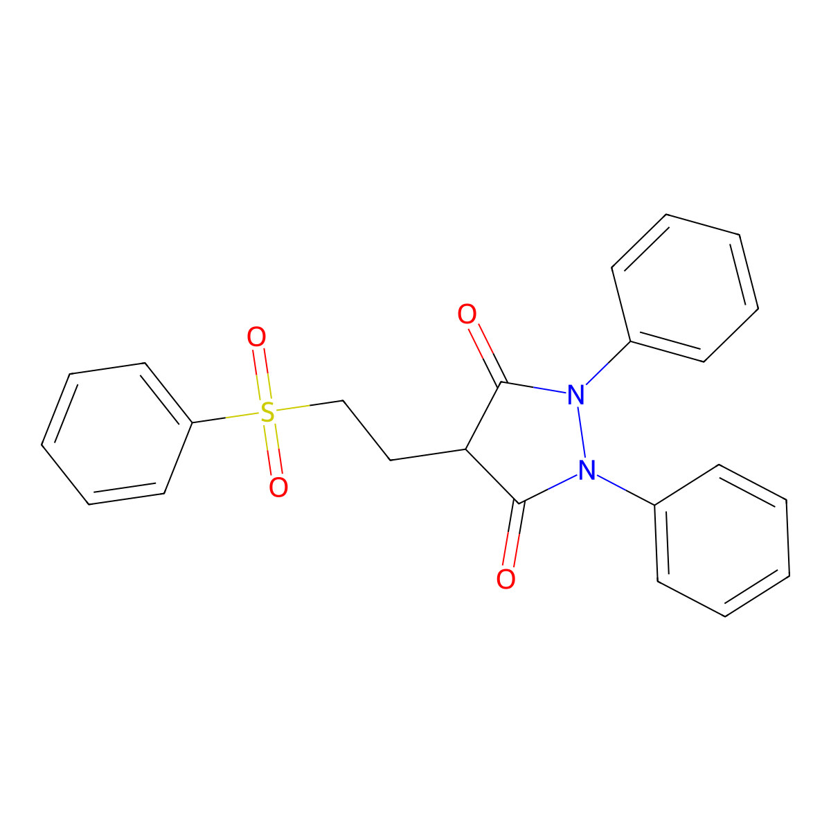 1,2-Diphenyl-4-(2-(phenylsulfonyl)ethyl)-3,5-pyrazolidinedione molecular structure, CAS 1106-50-9