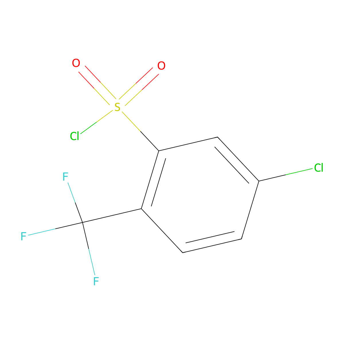 5-Chloro-2-(trifluoromethyl)benzene-1-sulfonyl chloride molecular structure, CAS 1106313-72-7