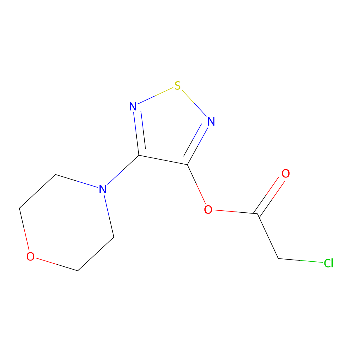 4-Morpholin-4-yl-1,2,5-thiadiazol-3-yl chloroacetate molecular structure, CAS 110638-01-2