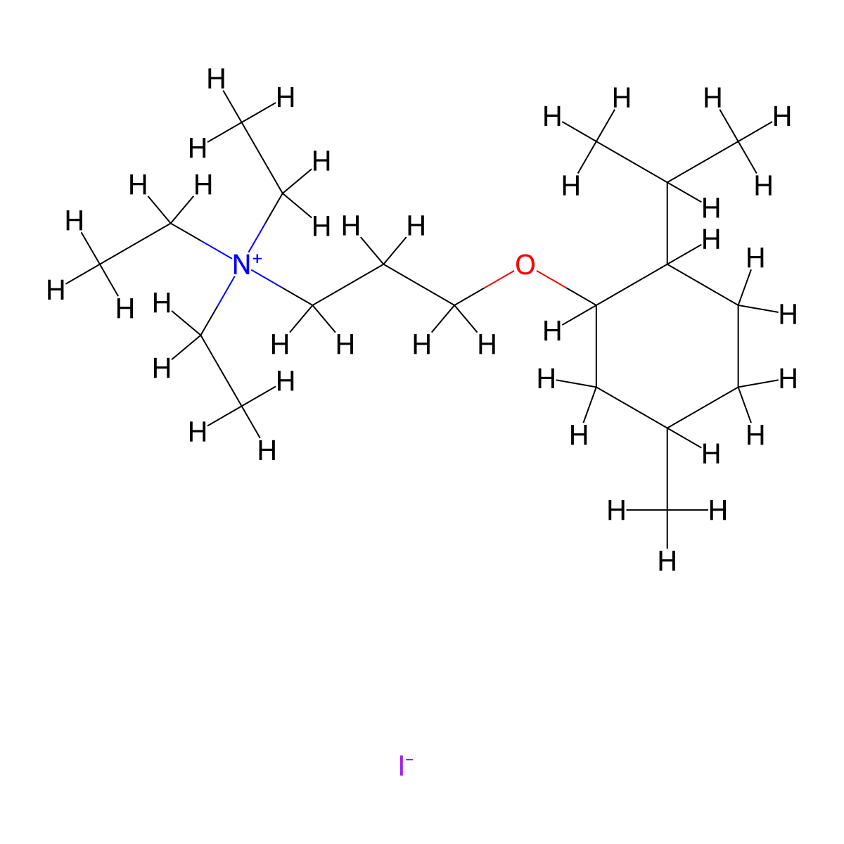 Triethyl(3-{[5-methyl-2-(propan-2-yl)cyclohexyl]oxy}propyl)azanium Iodide molecular structure, CAS 1106567-49-0