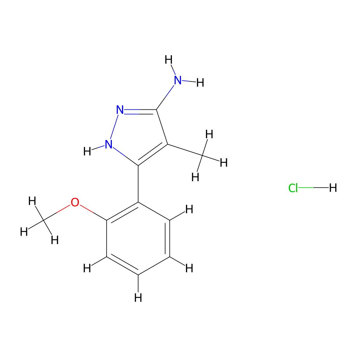 3-(2-methoxyphenyl)-4-methyl-1H-pyrazol-5-amine hydrochloride molecular structure, CAS 1106569-46-3